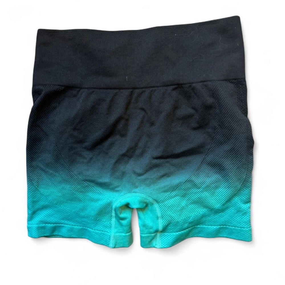 Gym Black and Teal Booty Scrunch Workout Shorts